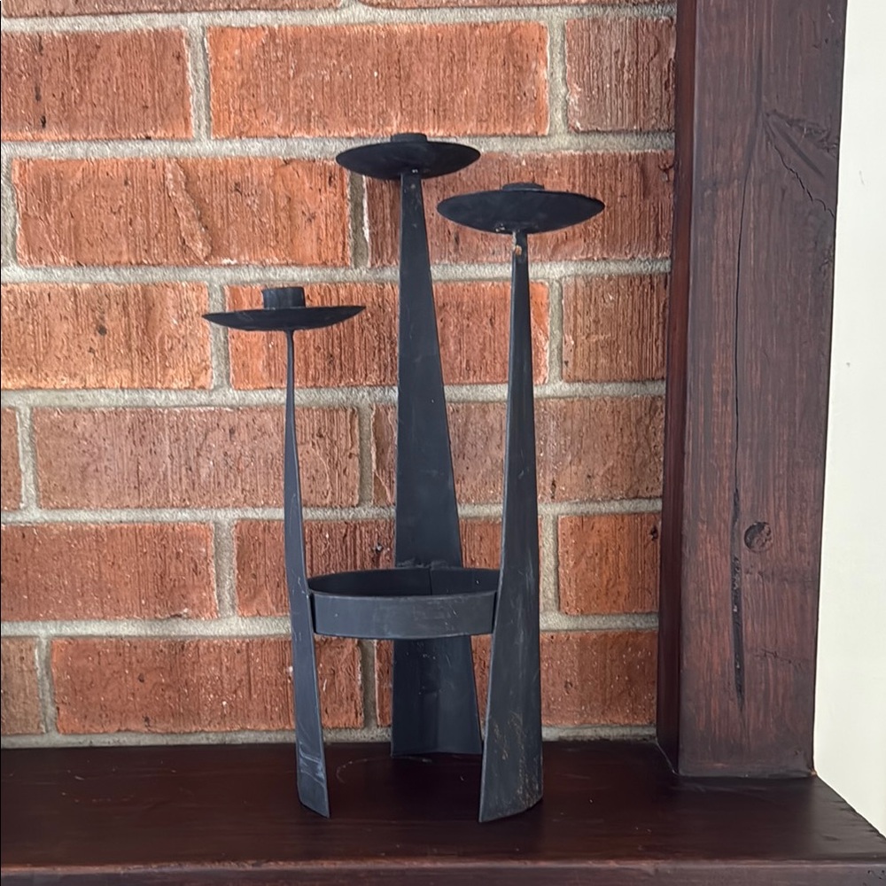 Reserved for Kristen - Black Metal Candle Holder Trio